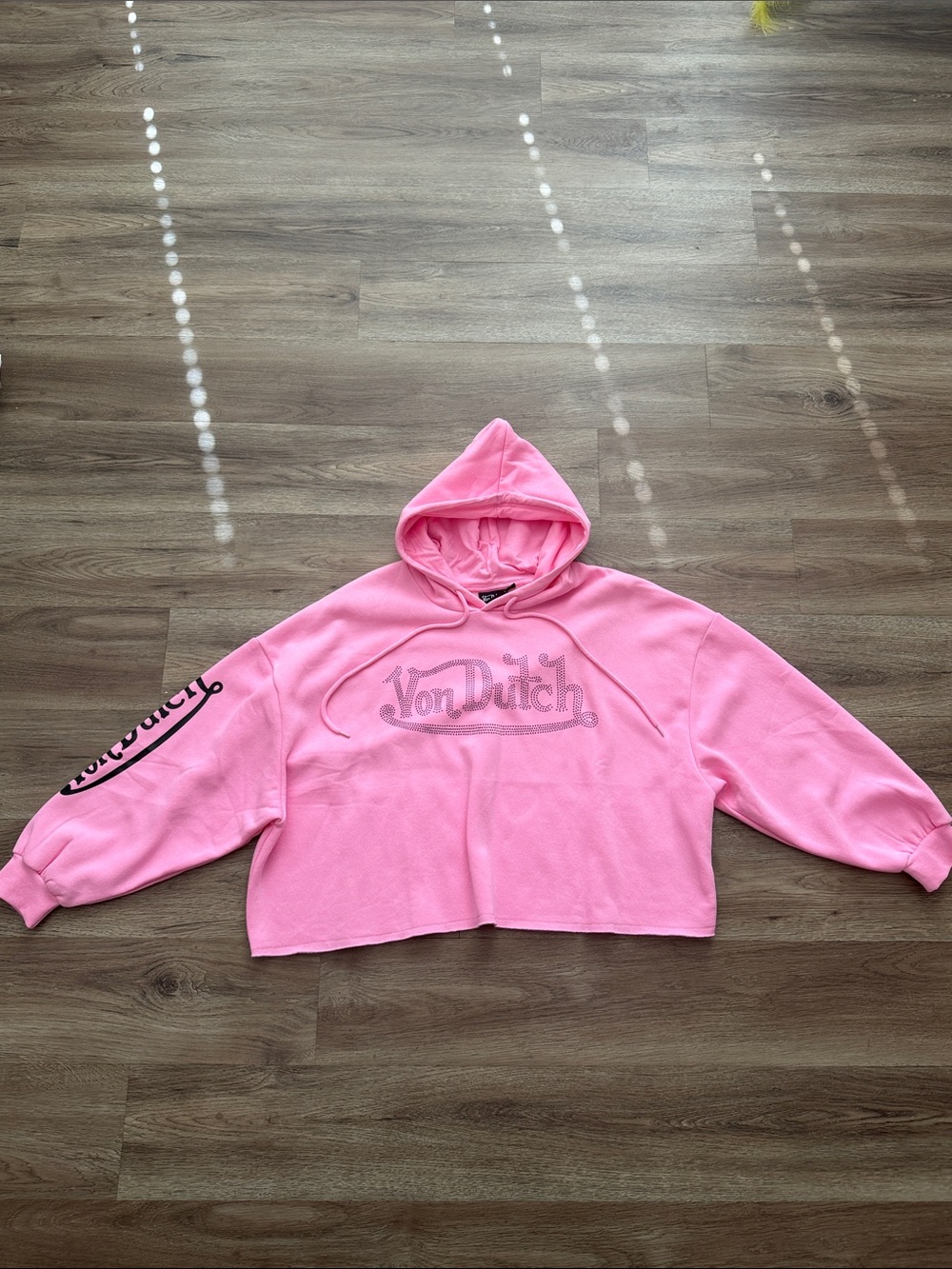 Von Dutch Bubblegum Pink Cropped Hoodie Sweatshirt